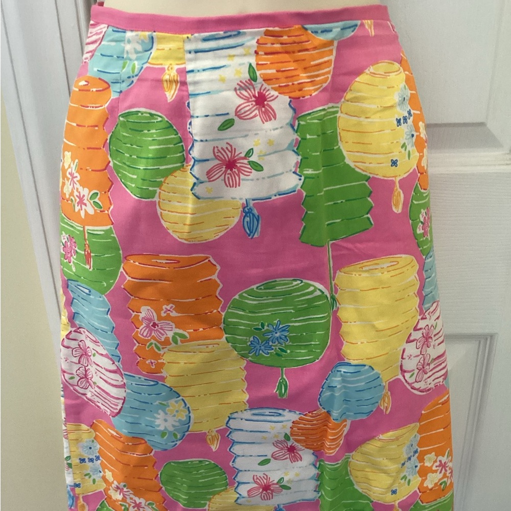 Lilly Pulitzer ‘Simple Skirt’ White Label 90s Party Lights Chinese Lanterns Sz 8